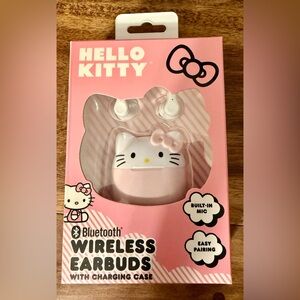New in Box, Hello Kitty Sanrio Pink Bluetooth Wireless Earbuds w/ Charging Cable
